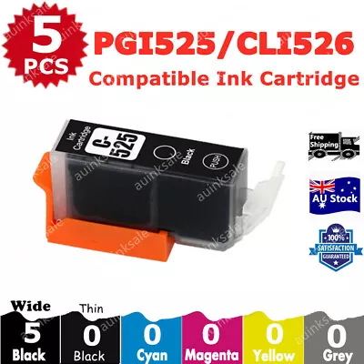 5x Non-OEM Black Ink PGI525 CLI526 525 For Canon MG5250 MG6100 MG6150 MG8150 • $14