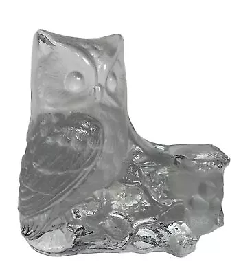 Single VTG Viking Glass Owl Bookend Paperweight 4.75” Figurine Clear Decor • $25.99