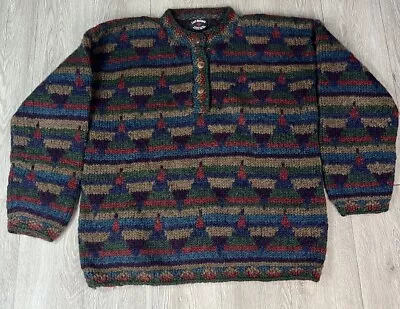 Lost Horizons Nepal Oversized Hand Knit Chunky Cable  Wool Sweater Size M Or L? • $58