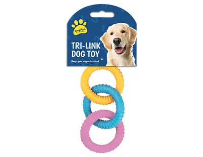 £3.49 • Buy Rubber Dog Tri-Links Tough Dog Toy 3 Rings Puppy Pet Toys Dogs Teething Pet Bite
