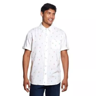 Weatherproof Men's Linen Cotton Blend Washable Button-Down Short Sleeve Shirt • $17.99