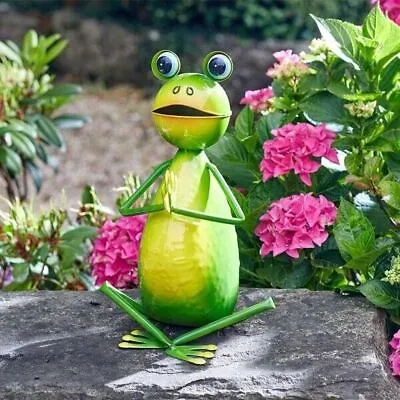 Novelty Metal Yoga Frog Garden Outdoor Ornament Decoraton Hand Painted Colorful • £13.99
