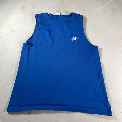 Vintage Nike Tank Top Shirt Mens Large Blue  Sleeveless Cut Off Workout Late 80s • $15.29