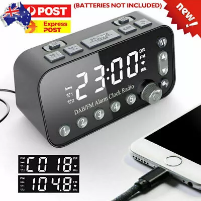 Bedside Alarm Clock Radio LED Digital Clock With Antenna Dual USB DAB/FM Radio • $34.49