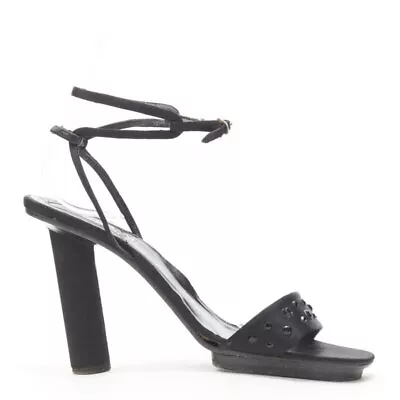 Vintage GIANNI VERSACE Black Satin Crystal Cone Heel Sandal EU36.5 • $168