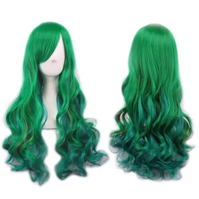 Women Long Anime Full Hair Wigs Rainbow Curly Wavy Straight Deluxe Wig UK • £10.99