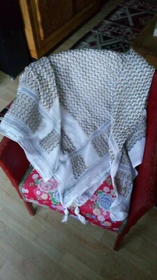 £16.99 • Buy Original Hirbawi Made In Palestine Kufiya Keffiyeh Scarf Shemagh Grey/gold/white