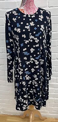 Marc O Polo Dress Size 38 UK 12 Floral Long Sleeve Aline Pretty Landgirl Party • £24.99