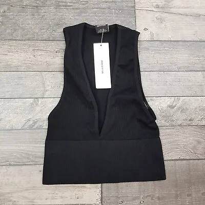 $31.75 • Buy Urban Outfitters Josie Ribbed Crop Top XS 6 Black Bralette Vest V Neck BNWT