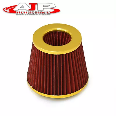 4  / 102mm Aluminum Mesh Cold Short Ram Induction Air Intake Filter Gold For GMC • $14.99