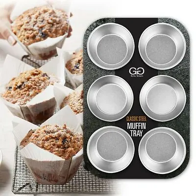 £4.09 • Buy 6 Cup Muffin Tray Non Stick Cake Pan Baking Deep Tin Cupcake Steel Bakeware Xmas