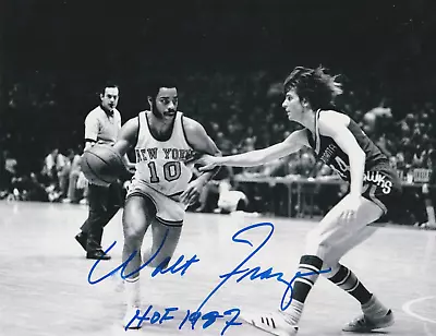 WALT FRAZIER  NEW YORK KNICKS  HOF 1987  W/ PETE MARAVICH ACTION SIGNED 8x10 • $69.99