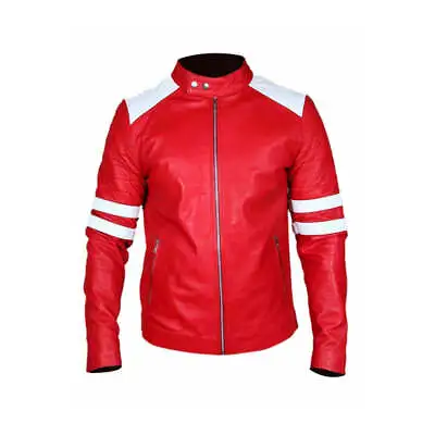 Red Leather Biker Jacket Mens Leather Motorcycle Jacket Red Leather Jacket Mens • $135.46