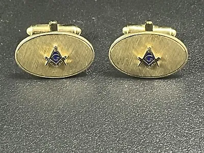 Masonic Freemason Gold Toned Anson Cufflinks FREE SHIPPING • $9.59