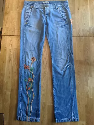 RARE Miss Sixty Killah Vintage Embroidered Low  10  Long  Jeans L@@K  🦋 • £35