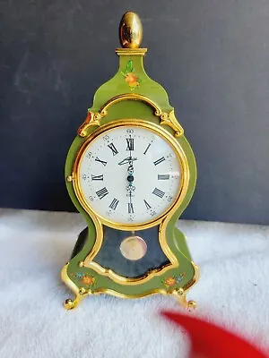 $49.95 • Buy Schmid West Germany 8 Day Green Painted Mantle Desk Clock W/ Pendulum Wind Up