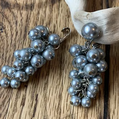 Vintage Marvella Dangle Clip On Metallic Bead Clusters 90s Signed • $22.99