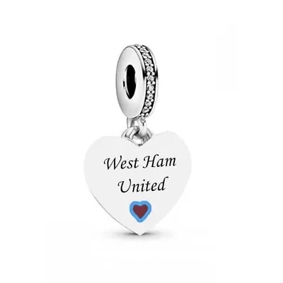 £17.99 • Buy West Ham Football Heart Charm 💜 925 Sterling Silver Gift