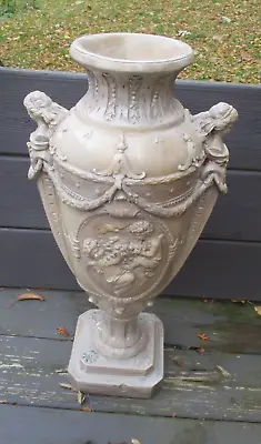 Antique MARWAL 21  Greek Roman Cherubs Women Glaze Chalkware Sculpture Urn Vase • $29