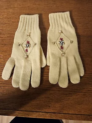 Vintage Yellow Beaded Winter Gloves • $8