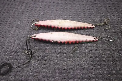 Vintage Squidco Spec14 Jigs Lures Lot Of 2 Red White Striped Metal • $29.95