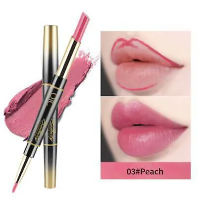£3.69 • Buy Double Head Matte Lipstick & Lip Liner Pen Waterproof Red Pink Nude Black Coral