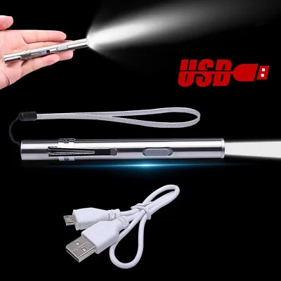 £6.11 • Buy USB LED Torch Small MICRO Tactifical Flashlight Rechargeable Mini Pen Light