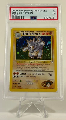 $49.99 • Buy Pokemon Card 2000 Gym Heroes 2/132 BROCK'S RHYDON Holo Unlimited PSA 7 Near Mint