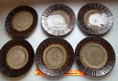 Lot 6 Mikasa Gourmet Basics VERONA Brown Embossed Dot Stoneware Salad Plates • $24.50