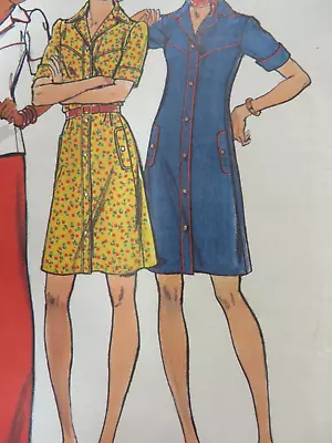 Vintage 70's Butterick 3568 A-LINE BUTTON-DOWN DRESS Sewing Pattern Women Sz 12 • $15.99