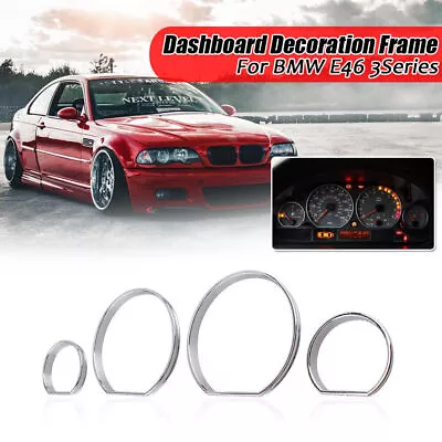 For BMW E46 1999-2006 Chrome Gauge Dash Dial Rings Bezel Trim Speedometer Frame • $12.34