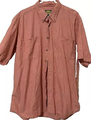 Cabela's Mens XLT Tall Pink Salmon Short Sleeve Button Down Hiking Pockets • $12.99