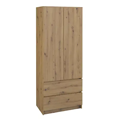 MODERN 2 Door Storage Wardrobe With Shelves And 2 Drawers - ARTISAN • £209.99