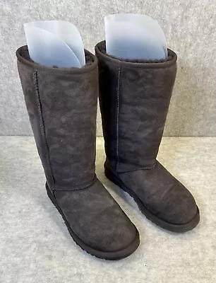 UGG AUSTRALIA CLASSIC TALL  Women's Winter Boots Chocolate Suede Size 6 Pull On • $34.99