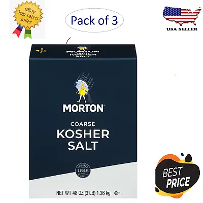 Morton Salt Coarse Kosher Salt For Cooking Grilling Brining & Salt 3lb Pack Of 3 • $16.88