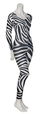 £18.50 • Buy KDC017 Zebra Animal Print Long Sleeve Footless Dance Catsuit By Katz Dancewear