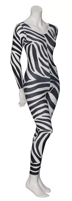 KDC017 Zebra Animal Print Long Sleeve Footless Dance Catsuit By Katz Dancewear • £18.50