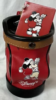 Disney Mickey Mouse 99 Holes Of Golf Leather Mini Golf Bag Beverage Holder&Tees • $10.99