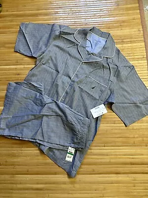 NWT- Vintage Nautica Pajamas Mens Large Blue Stripe SS Top Shorts Set 90s • $20.22