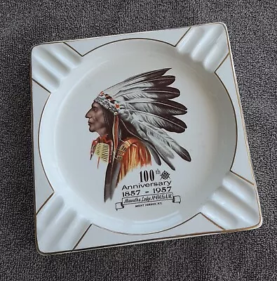 Masonic Native American Hiawatha Lodge #434 China Glass Ashtray. • $12.99