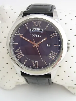 Guess Mens Metropolitan Watch W0792g1 Stainless Steel Day Date Leather Genuine • £34.99