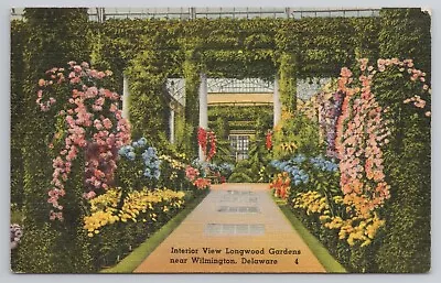 Interior View Longwood Gardens Near Wilmington Delaware DE 1940 Postcard • $3.49