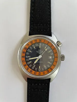 Vintage Glycine Airman SST Automatic  Pumpkin   Pilot Watch • $2800