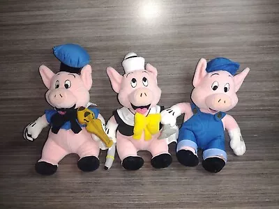 Vintage Disney Store Three Little Pigs Plush W/Embroidered Eyes Lot Of Three • $88