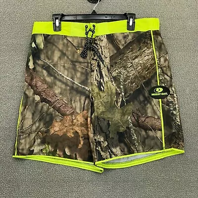 NEW Mossy Oak Board Shorts Mens Large Green Camo Neon Swim Suit Brief Liner • $19.99