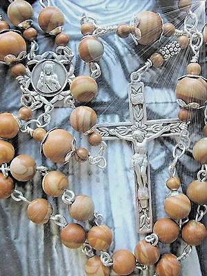 Men's  Gemstone Rosary Handmade In USA All 925 SS  Blest W Padre Pio Relic SALE • $159
