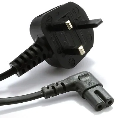 £6.99 • Buy FIGURE 8 MAINS 2 PIN POWER LEAD RIGHT ANGLED CABLE LAPTOP FOR PS 4 TV- 3 Metre