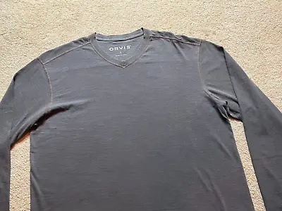$39.98 • Buy Men's Orvis Green Gray Long Sleeve V-Neck 100% Cotton T Shirt Pullover Large