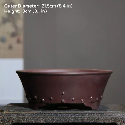 8  Large Round Vintage Style Bonsai Pot Classic Chinese Unglazed Purple Sand Pot • $69.90