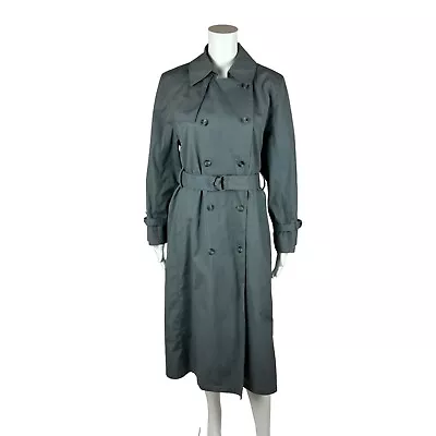 Vintage 70s Trench Coat Women's 6 Gray Plaid Lined London Fog Maincoats • $168